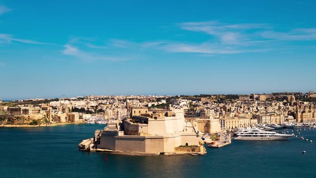 Time lapse of Vittoriosa (Birgu) bay seen from Valletta (Malta)