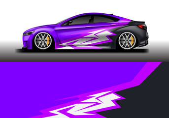 Plakat Sticker car design vector. Graphic abstract background designs for vehicle, race car, rally, livery 