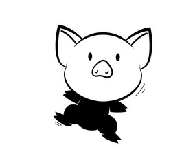 Illustrations of pig action logo on white background, Animals vector of isolated a cute pig icon