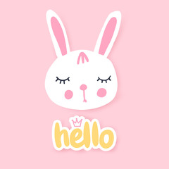 Cute bunny. Funny illustration. Lovely rabbit. Cartoon animal.