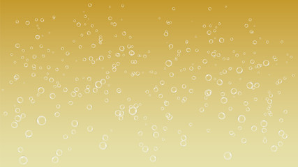 Small air bubbles on yellow background. Texture for sparkling water, champagne, underwater world.