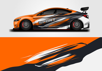 Fototapeta premium Sticker car design vector. Graphic abstract background designs for vehicle, race car, rally, livery 