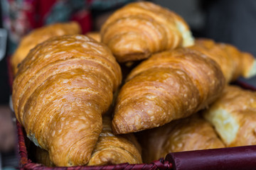 Close up of a traditional french croissant pastry