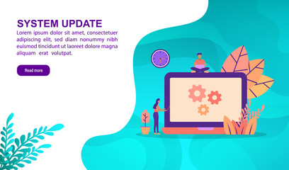 System update illustration concept with character. Template for, banner, presentation, social media, poster, advertising, promotion