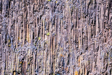 Basalt Wall with a vertical pillars texture, North Table Ecological Reserve, Oroville, Butte County, California