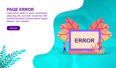 Page error illustration concept with character. Template for, banner, presentation, social media, poster, advertising, promotion