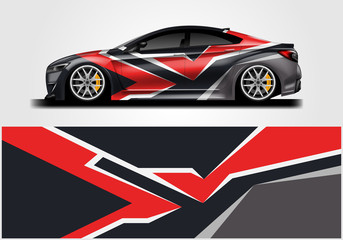 Fototapeta na wymiar Car wrap decal rally design vector. Graphic abstract background designs for vehicle 