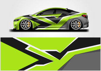 Car wrap decal rally design vector. Graphic abstract background designs for vehicle 