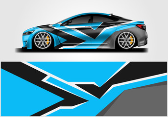 Obraz na płótnie Canvas Car wrap decal rally design vector. Graphic abstract background designs for vehicle 