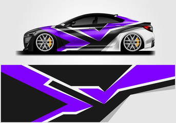 Car wrap decal rally design vector. Graphic abstract background designs for vehicle 