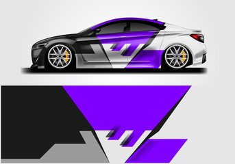 Car wrap decal rally design vector. Graphic abstract background designs for vehicle 
