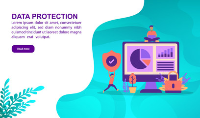 Data protection illustration concept with character. Template for, banner, presentation, social media, poster, advertising, promotion