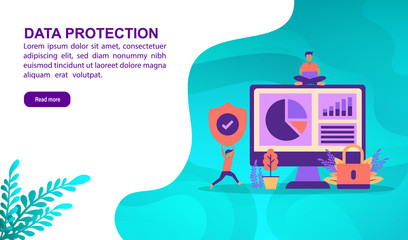 Fototapeta premium Data protection illustration concept with character. Template for, banner, presentation, social media, poster, advertising, promotion