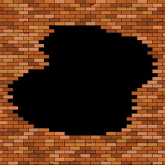 Black hole in red brick wall.