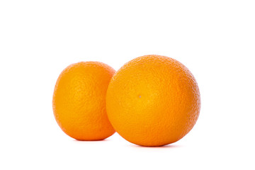 Ripe oranges isolated on white background. Healthy food