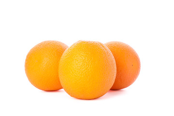 Ripe oranges isolated on white background. Healthy food