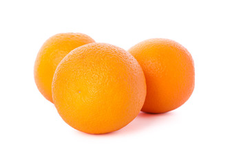 Ripe oranges isolated on white background. Healthy food