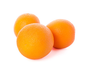 Ripe oranges isolated on white background. Healthy food