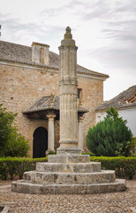 Fototapeta na wymiar Roll of Justice cylindrical (authority insignia of the villas of the time) in Tembleque, Toledo, Castilla La Mancha, Spain.