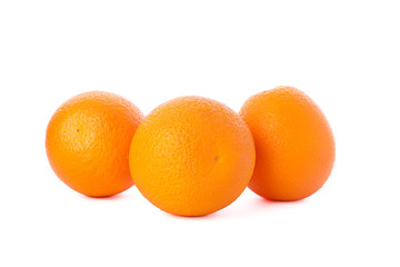 Ripe oranges isolated on white background. Healthy food