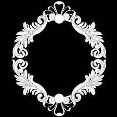 Black vintage baroque ornament, corner. Retro pattern antique style acanthus.