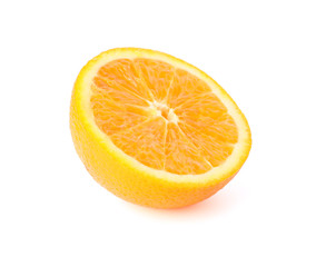 Half orange isolated on white background. Citrus food