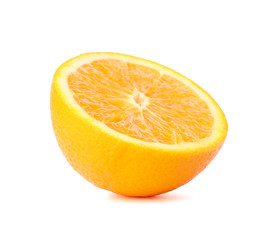 Half orange isolated on white background. Citrus food