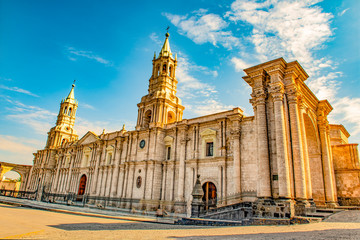 Fototapeta na wymiar Basilica Cathedral of Arequipa, Peru