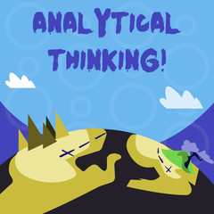 Conceptual hand writing showing Analytical Thinking. Concept meaning break down complex problems into simple components Mountain View with Hiking Trail and Trekking Tracks for Ads