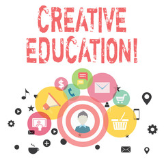 Text sign showing Creative Education. Business photo showcasing students able to use imagination and critical thinking photo of Digital Marketing Campaign Icons and Elements for Ecommerce