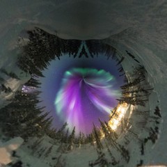 Tiny planet aurora borealis