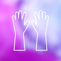 Rubber gloves for washing wall in bathroom or kitchen illustration. Cleaning service vector icon