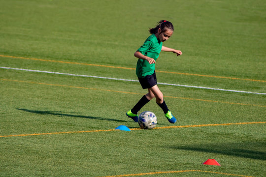 Little Girl In A Soccer Training