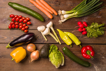 Healthy food concept with fresh vegetables and ingredients for cooking