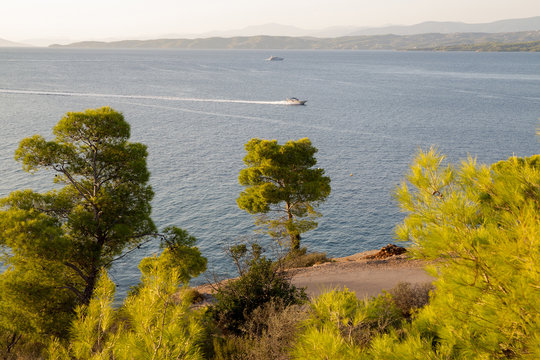 Wonderful island  Spetses Boat Some botas in Mediterranean sea