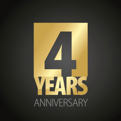 Fototapeta premium 4 Years Anniversary gold black logo icon banner