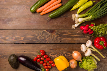 Healthy food concept with fresh vegetables and ingredients for cooking