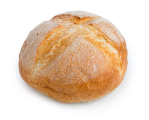 Traditional round bread isolated on a white background
