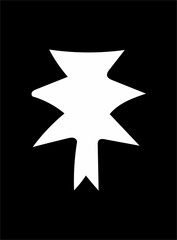 Ornate abstract white symbol on black background