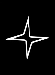 Ornate abstract white symbol on black background