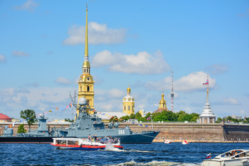 Russia, St. Petersburg Summer time Army Ship
