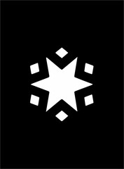 Ornate abstract white symbol on black background