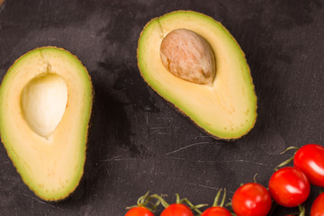 Avocado on black background