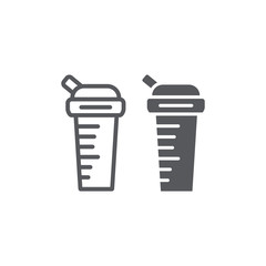 Sports shaker line and glyph icon, diet and drink, container sign, vector graphics, a linear pattern on a white background.