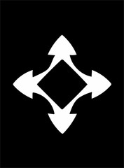 Ornate abstract white symbol on black background