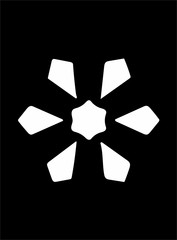 Ornate abstract white symbol on black background