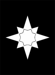 Ornate abstract white symbol on black background