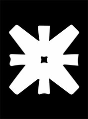 Ornate abstract white symbol on black background