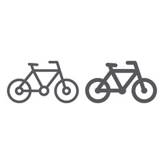 Fototapeta premium Bike line and glyph icon, sport and transport, bicycle sign, vector graphics, a linear pattern on a white background.