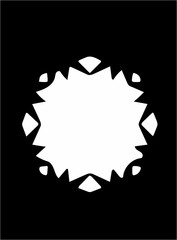 Ornate abstract white symbol on black background